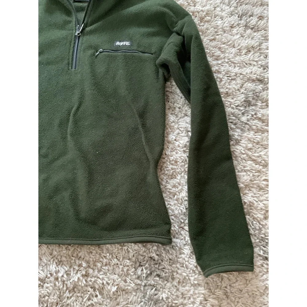 Roffe‎ Polartec Mens Quarter Zip Fleece Pullover Forest Green Jacket Large